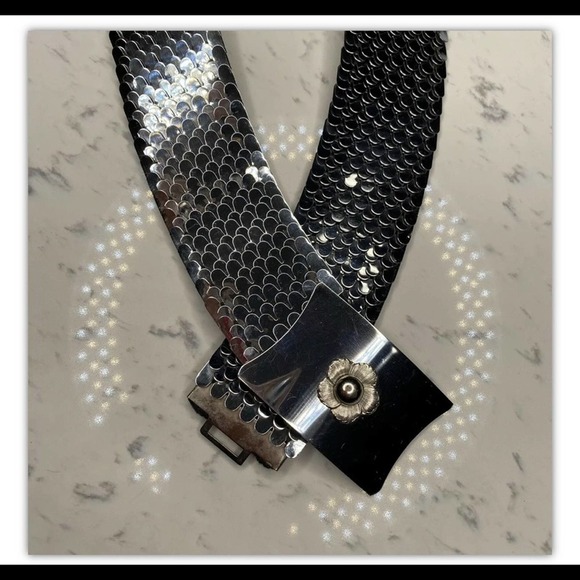 UNKNOWN Accessories - Silver Snake Detailed Hook Stretchy Vintage Belt